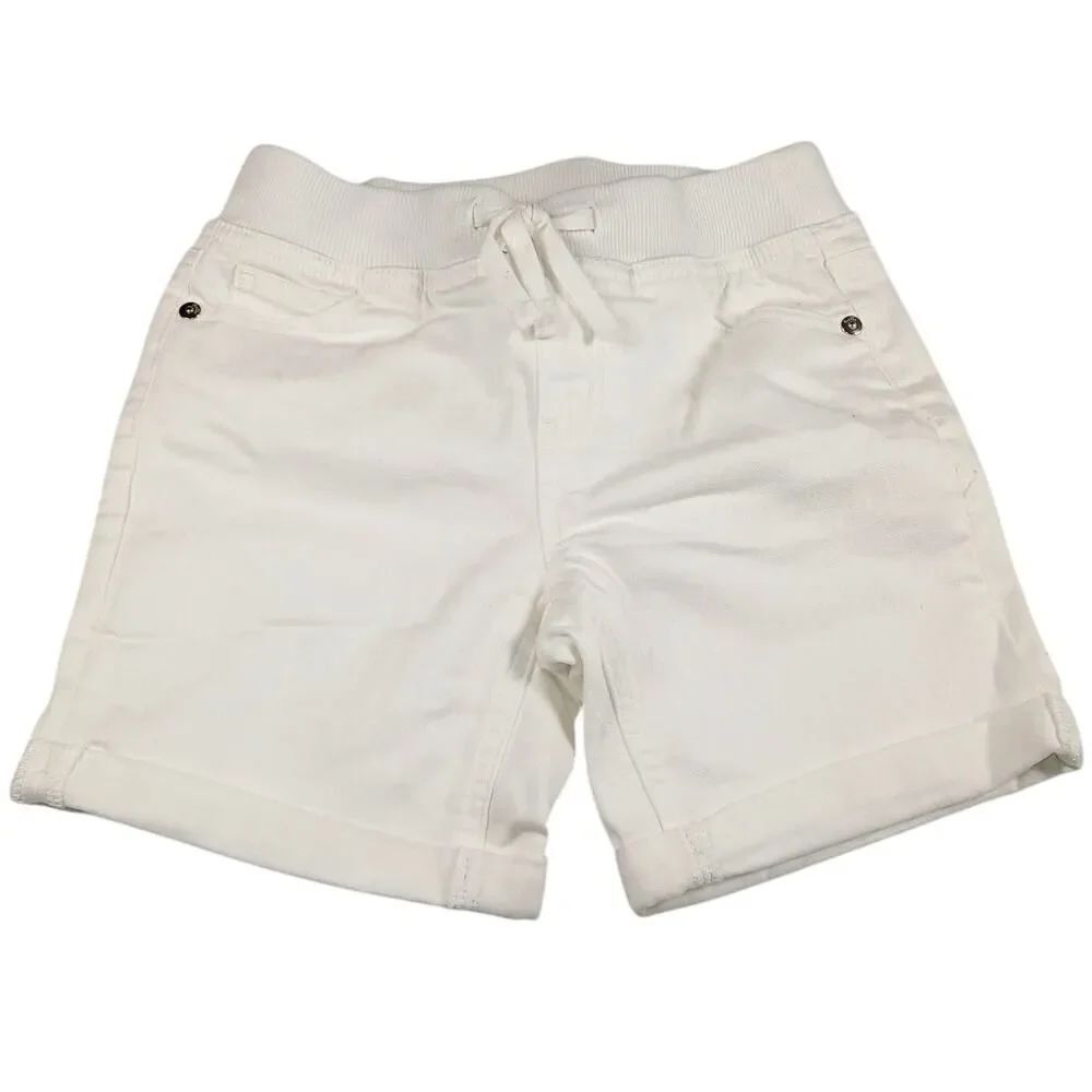 Justice Girls' Slim White Cuffed Stretchy Pull On Shorts - Size 12 SLIM
